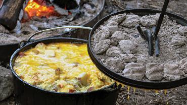 dutch oven, cooking, campfire