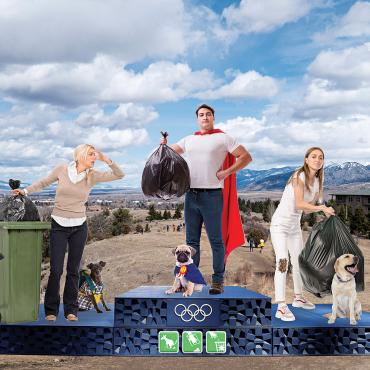 Bozeman Dooathlon dog poop scoop competition