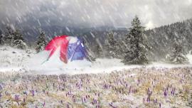 Camping in snow storm
