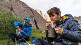 eating dinner backpacking