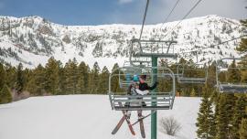chairlift couple Bridger Bowl