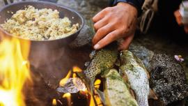 cooking fish, fish by the fire, cleaning your catch, fishing in Montana
