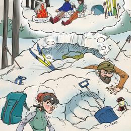 winter camping, dream vs. reality, humor