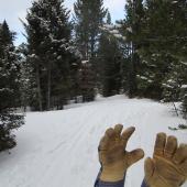 winter trail, hands, gloves, montana, bozeman, cold, raynaud's