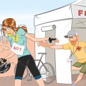 Gravel biking race aid station illustration