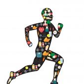 Runner cartoon with food in body