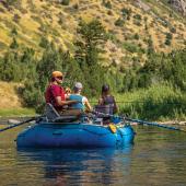 Fishing from raft in bear trap canyon madison river