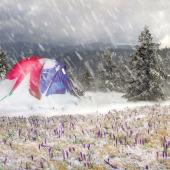 Camping in snow storm