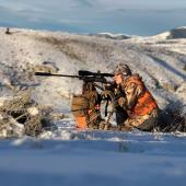 woman hunting montana snow