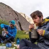 eating dinner backpacking